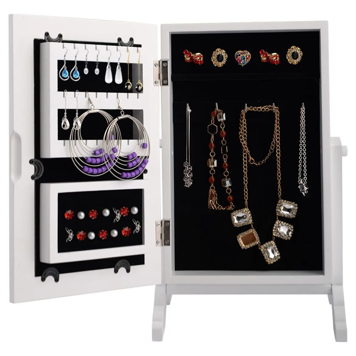 Schmuckschrank Schmuckregal Standspiegel mit Spiegel 23 x 14 x 34,5 cm