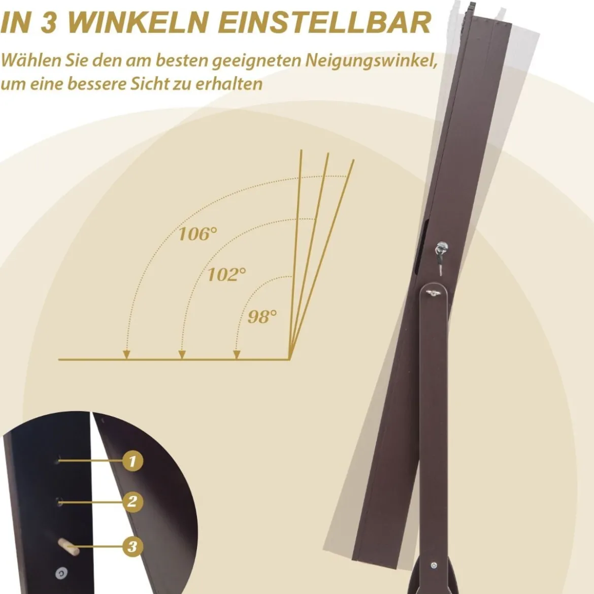 Schmuckschrank Spiegelschrank mit Ganzkörperspiegel & Schubladen & LED Braun