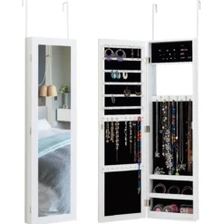 Schmuckschrank Spiegelschrank Wandspiegel Weiß 31,5 x 8,7 x 110 cm