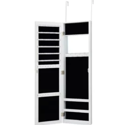 Schmuckschrank Spiegelschrank Wandspiegel Weiß 31,5 x 8,7 x 110 cm