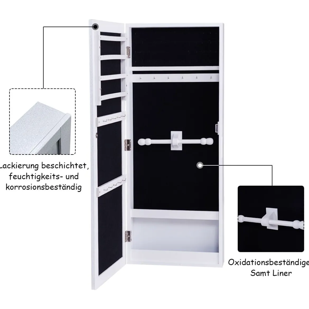 Schmuckschrank Spiegelschrank Jewelry Hängeschrank Wandmontage Wandspiegel