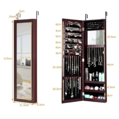 Schmuckschrank Spiegelschrank Wandspiegel 31,5 x 8,7 x 110 cm Braun