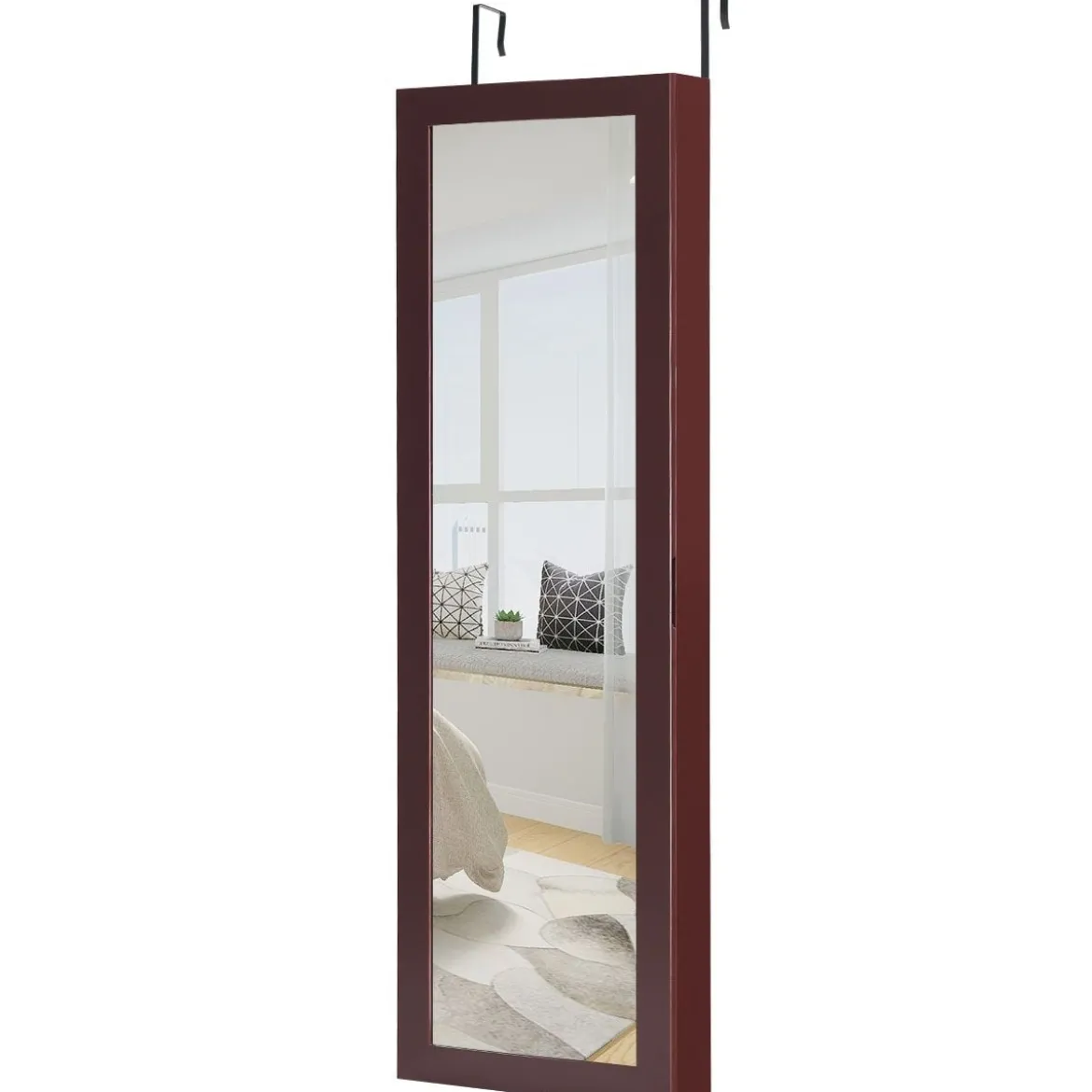 Schmuckschrank Spiegelschrank Wandspiegel 31,5 x 8,7 x 110 cm Braun