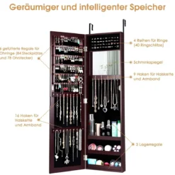 Schmuckschrank Spiegelschrank Wandspiegel 31,5 x 8,7 x 110 cm Braun