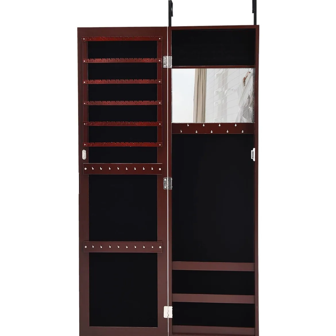 Schmuckschrank Spiegelschrank Wandspiegel 31,5 x 8,7 x 110 cm Braun