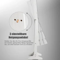 Schmuckschrank Standspiegel Freistehender Schmuckschrank mit Spiegel 41 x 36 x 156 cm Weiß