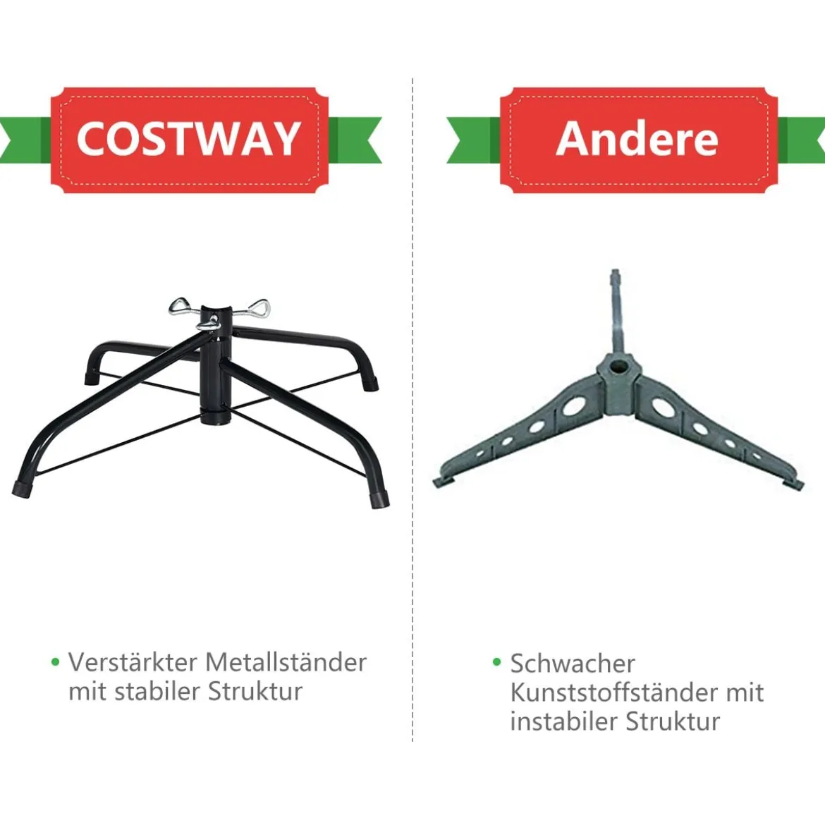 Schneebedeckter Weihnachtsbaum mit Metallständer und 630 Spitzen PVC Nadeln 220 cm