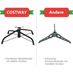 Schneebedeckter Weihnachtsbaum mit Metallständer und 630 Spitzen PVC Nadeln 180 cm