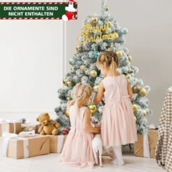 Schneebeflockter Weihnachtsbaum mit 295 Spitzen und 150 Warmweißen LED-Leuchten 137 cm