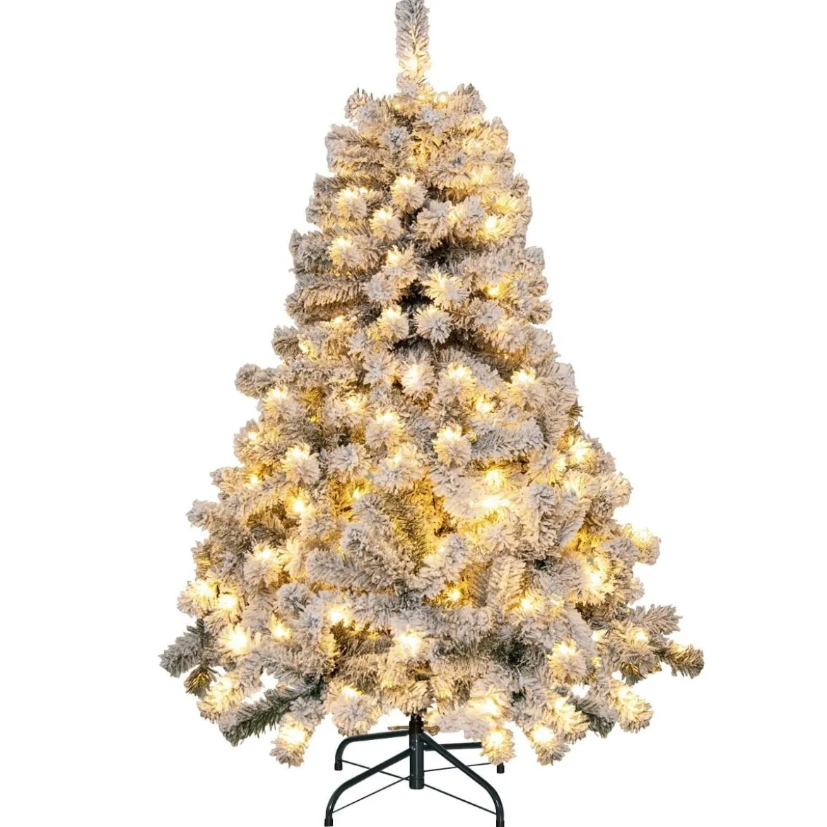 Schneebeflockter Weihnachtsbaum mit 295 Spitzen und 150 Warmweißen LED-Leuchten 137 cm