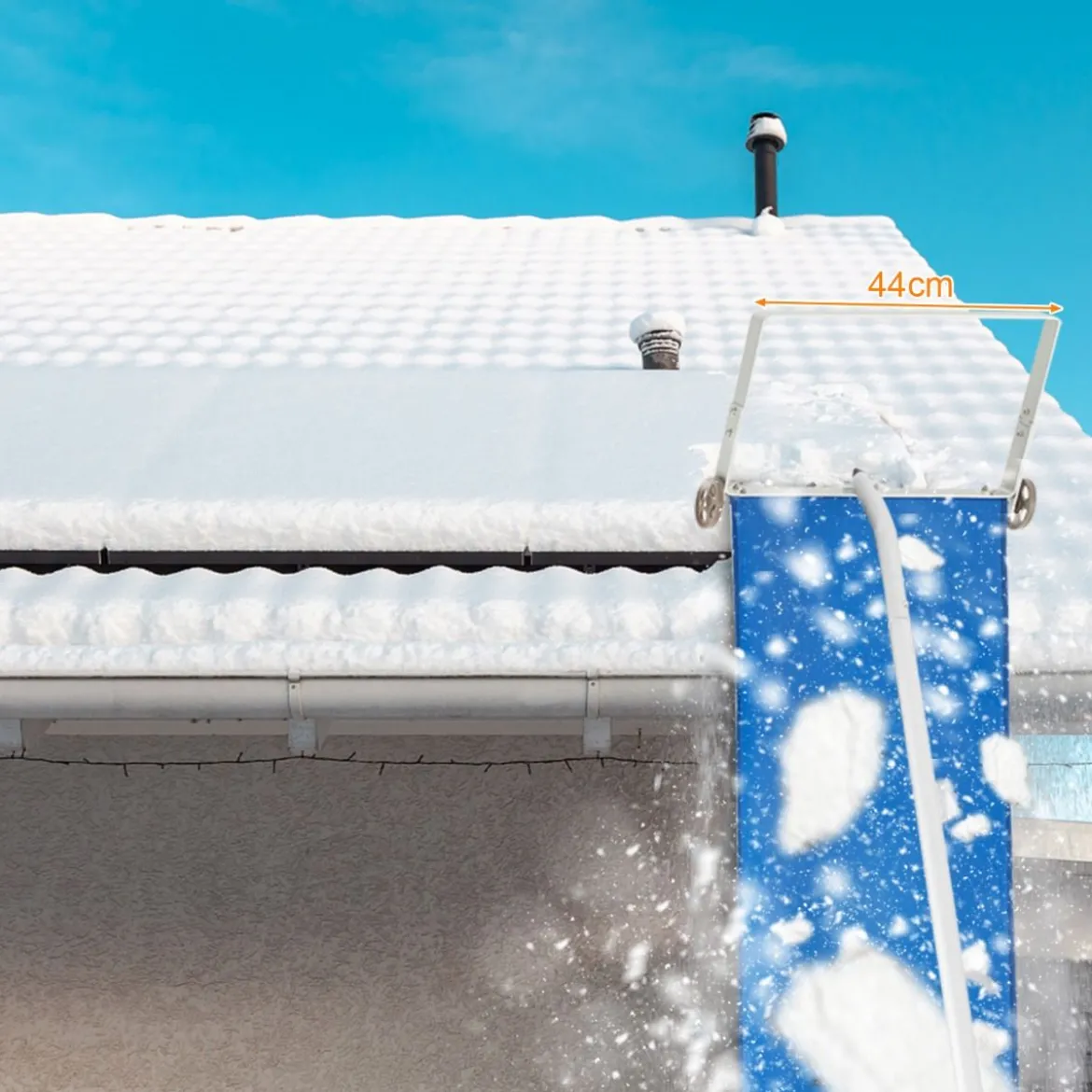 Schneerechen mit 5-teiliger Stange & Aluminiumrahmen & Rutschfestem Griff Silber