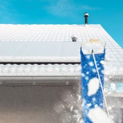 Schneerechen mit 4-teiliger Stange & Praktischen Rädern & Rutschfestem Griff Dachrechen Silber