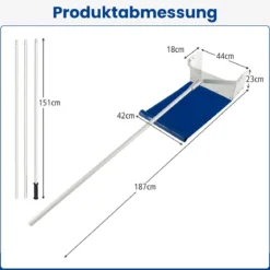 Schneeräumer für Dach Dachschneeräumer mit Teleskopstiel und rutschfestem Griff 624 x 44 x 23 cm