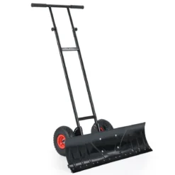 Schneeschaufel auf Rädern 91,5 cm Arbeitsbreite höhenverstellbar & Einstellbarer Winkel Schwarz