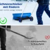Schneeschaufel auf Rädern Schneeschild 95 cm höhenverstellbar Schneeräumer Alu