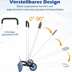 Schneeschaufel auf Rädern Schneeschild 95 cm höhenverstellbar Schneeräumer Alu