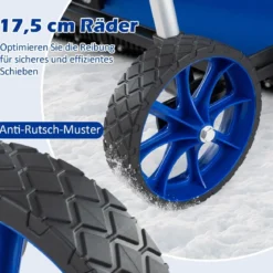 Schneeschaufel auf Rädern Schneeschild 95 cm höhenverstellbar Schneeräumer Alu