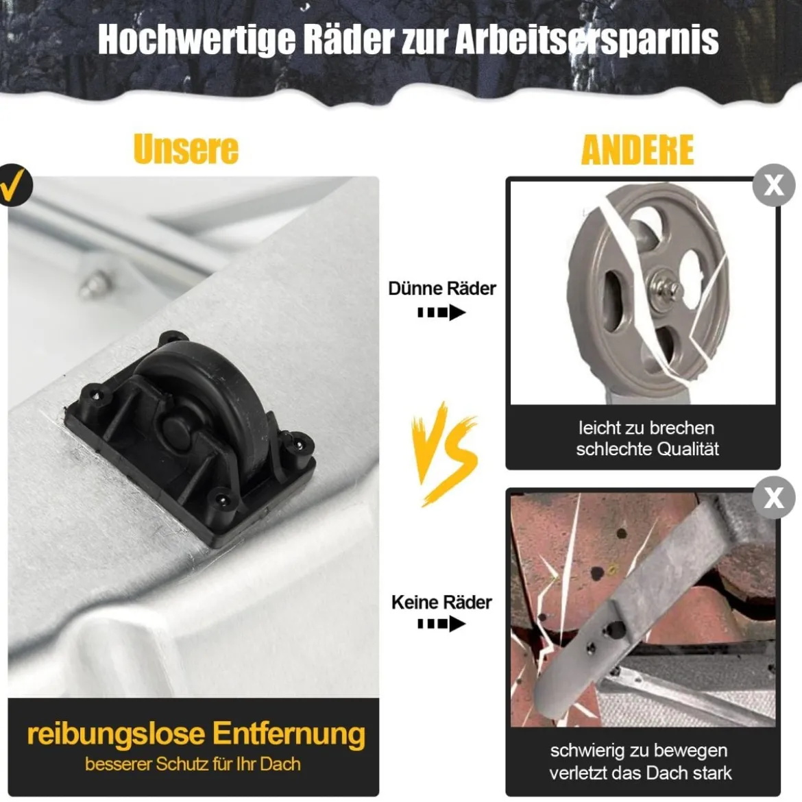Schneeschaufel 1,48–6,08 m verstellbarer Dachrechen aus Aluminium Schneeräumer