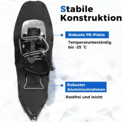 Schneeschuhe mit Steighilfe inkl. Trekkingstöcke & Tragetasche Schuhgröße 35-45 bis 90kg Schwarz