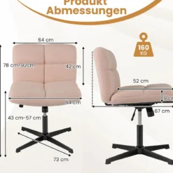 Schneidersitz Stuhl Drehstuhl ohne Armlehnen Schreibtischstuhl mit breiter Sitzfläche
