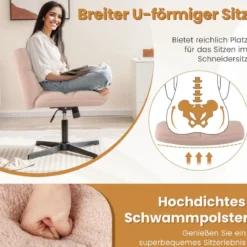 Schneidersitz Stuhl Drehstuhl ohne Armlehnen Schreibtischstuhl mit breiter Sitzfläche