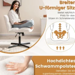 Schneidersitz Stuhl Drehstuhl ohne Armlehnen Schreibtischstuhl mit breiter Sitzfläche