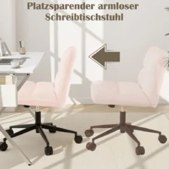 Schneidersitz Stuhl mit Rollen Drehstuhl ohne Armlehnen Schreibtischstuhl mit breiter Sitzfläche