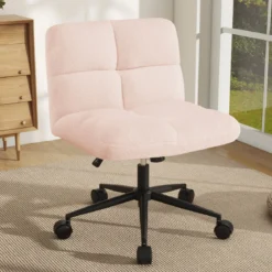 Schneidersitz Stuhl mit Rollen Drehstuhl ohne Armlehnen Schreibtischstuhl mit breiter Sitzfläche