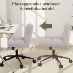 Schneidersitz Stuhl mit Rollen Drehstuhl ohne Armlehnen Schreibtischstuhl mit breiter Sitzfläche