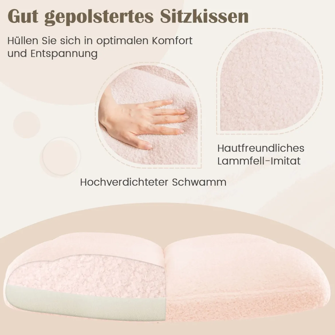 Schneidersitz Stuhl mit Rollen Drehstuhl ohne Armlehnen Schreibtischstuhl mit breiter Sitzfläche