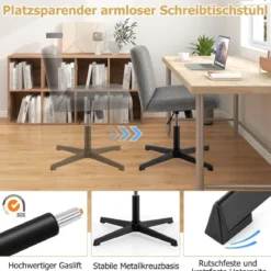 Schneidersitz Stuhl ohne Armlehnen Drehstuhl mit breiter Sitzfläche Schreibtischstuhl
