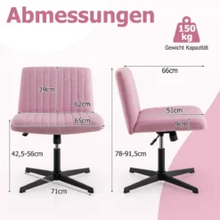 Schneidersitz Stuhl ohne Armlehnen Drehstuhl mit breiter Sitzfläche Schreibtischstuhl