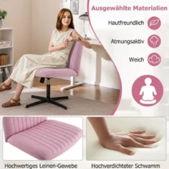 Schneidersitz Stuhl ohne Armlehnen Drehstuhl mit breiter Sitzfläche Schreibtischstuhl