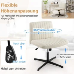 Schneidersitz Stuhl ohne Armlehnen Drehstuhl mit breiter Sitzfläche Schreibtischstuhl