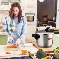 Schnellkochtopf 6 L Pressure Cooker Dampfkochtopf mit Sicherheitsventil Edelstahl 42,5 x 24,8 x 23 cm