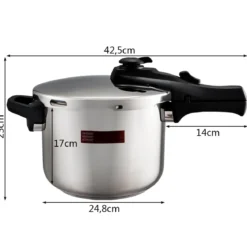 Schnellkochtopf 6 L Pressure Cooker Dampfkochtopf mit Sicherheitsventil Edelstahl 42,5 x 24,8 x 23 cm
