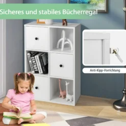 Schrank mit 6 Fächern Freistehendes Lagerregal mit 3 Würfeln 60 x 30 x 89 cm Weiß