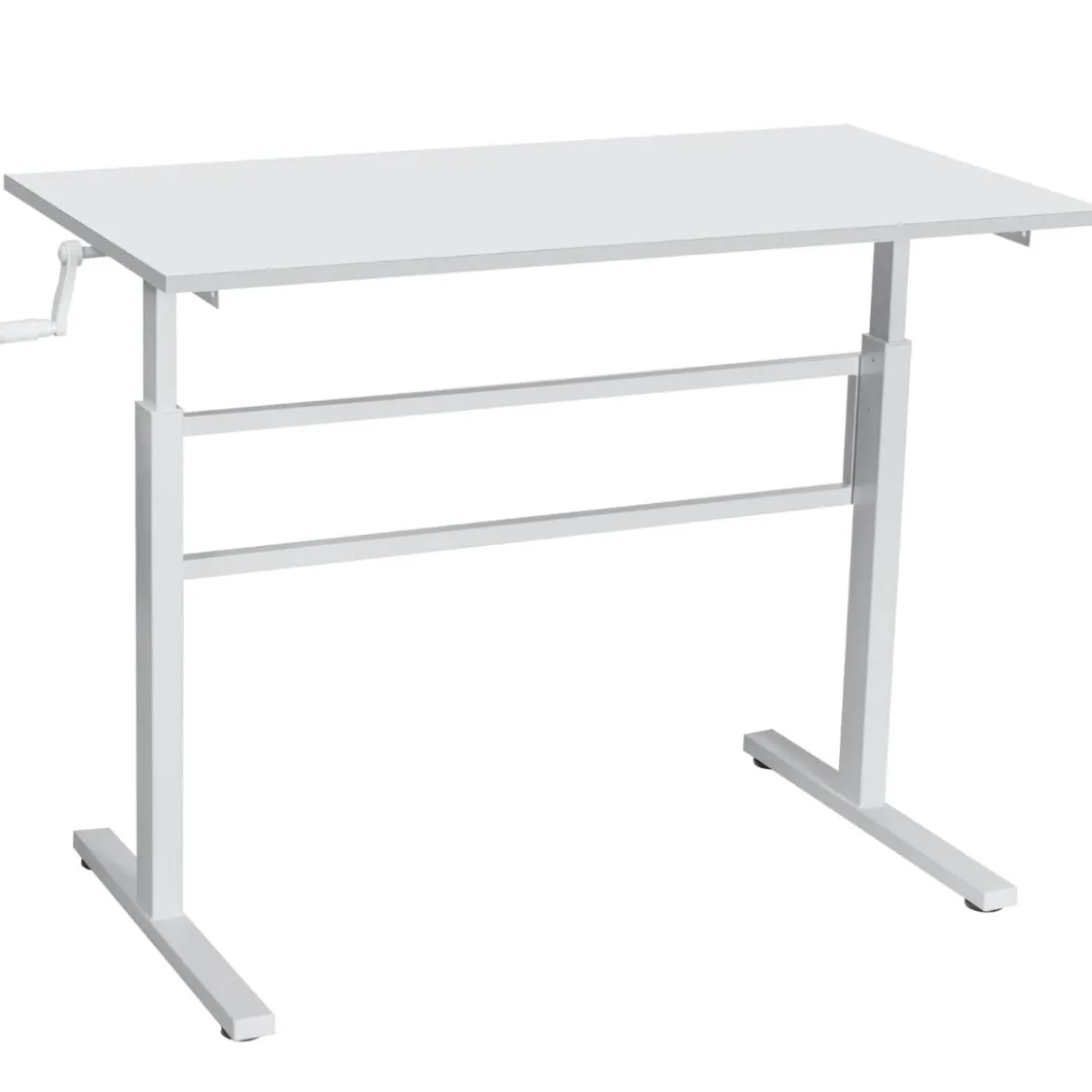 Schreibtisch Arbeitstisch mit Kurbel Computertisch höhenverstellbar 120 x 60 x 75-113 Weiß