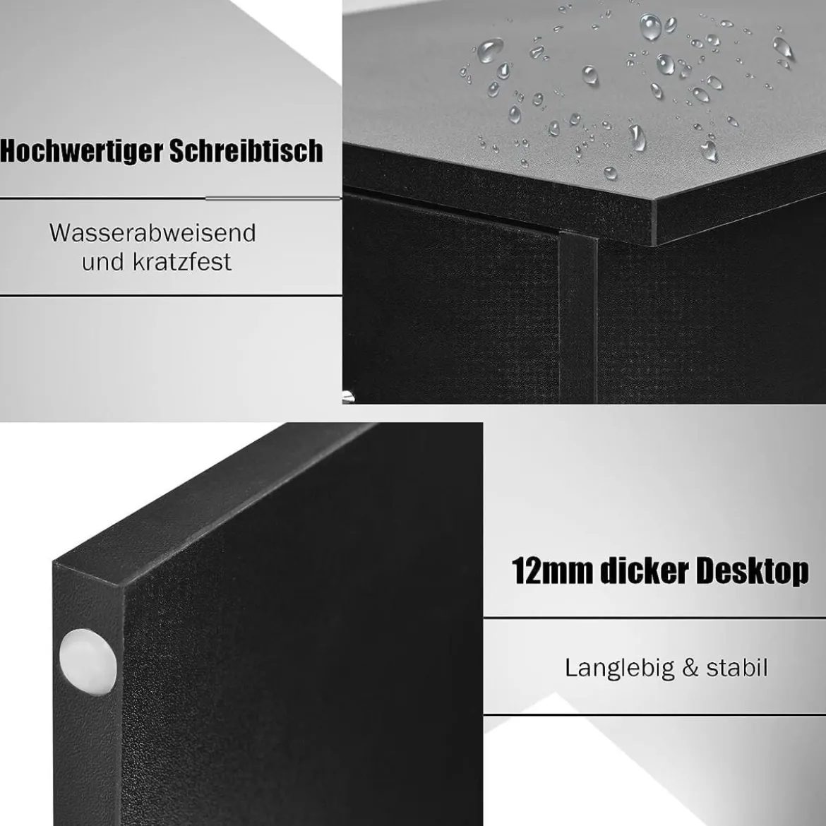 Schreibtisch aus Holz Computertisch mit Schublade & Regalen 104 x 50 x 82 cm Schwarz