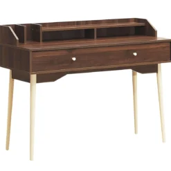 Schreibtisch Computertisch mit Schublade Bürotisch aus Massivholz PC-Arbeitsplatz Konsolentisch Braun