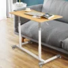 Schreibtisch Computertisch mit Rollen Rollentisch für Büro 95 x 52 x 70 - 107 cm Natur
