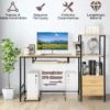 Schreibtisch H-Förmiger Computertisch mit Stauraum140 x 50 x 110 cm Natur