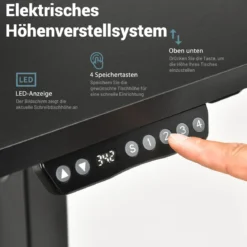 Schreibtisch höhenverstellbar Computertisch auf Rollen Arbeittisch 120 x 68 x 88,5-137,5 cmSchwarz