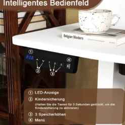 Schreibtisch höhenverstellbar elektrischer Computertisch Stehschreibtisch mit Monitorständer 100 x 60 cm Braun/Weiß