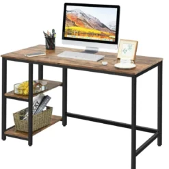 Schreibtisch Industrie Computertisch mit Regal Bürotisch Arbeitstisch Braun 120x60x75cm