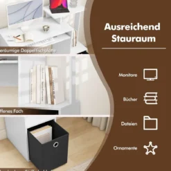 Schreibtisch Kleiner Computertisch mit Druckerablage Bürotisch für Home Office 100 x 40 x 87 cm Weiß