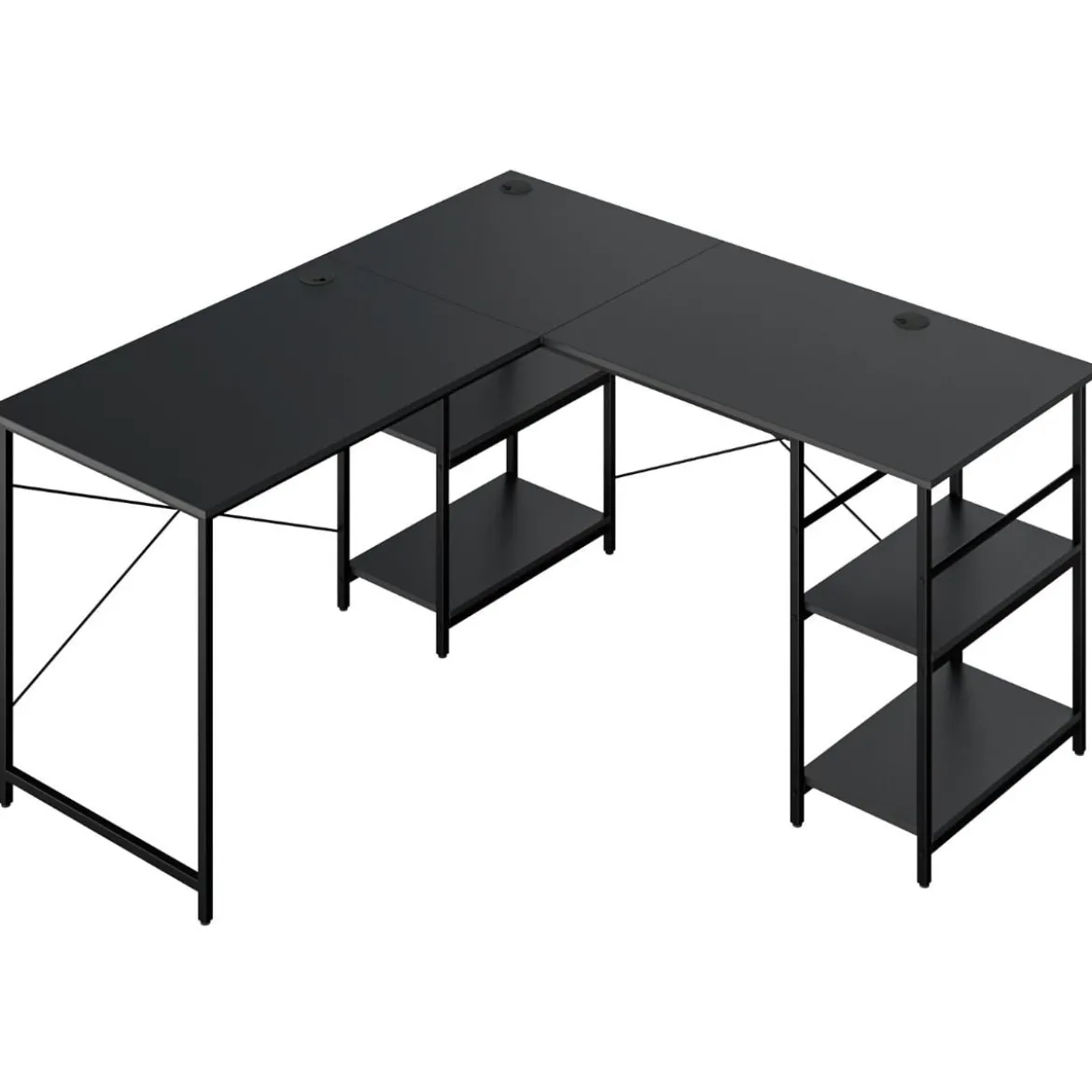 Schreibtisch L-Form Reversibler Eckschreibtisch mit 4 Ablagen 151 x 151 x 75 cm Schwarz