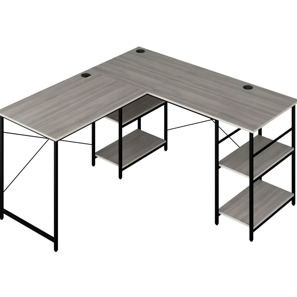 Schreibtisch L-Form Reversibler Eckschreibtisch mit 4 Ablagen 151 x 151 x 75 cm Grau