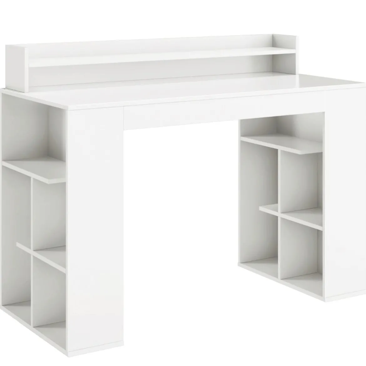 Schreibtisch mit Monitorablage & 2 Bücherregalen Computertisch 120 x 54 x 90 cm Weiß