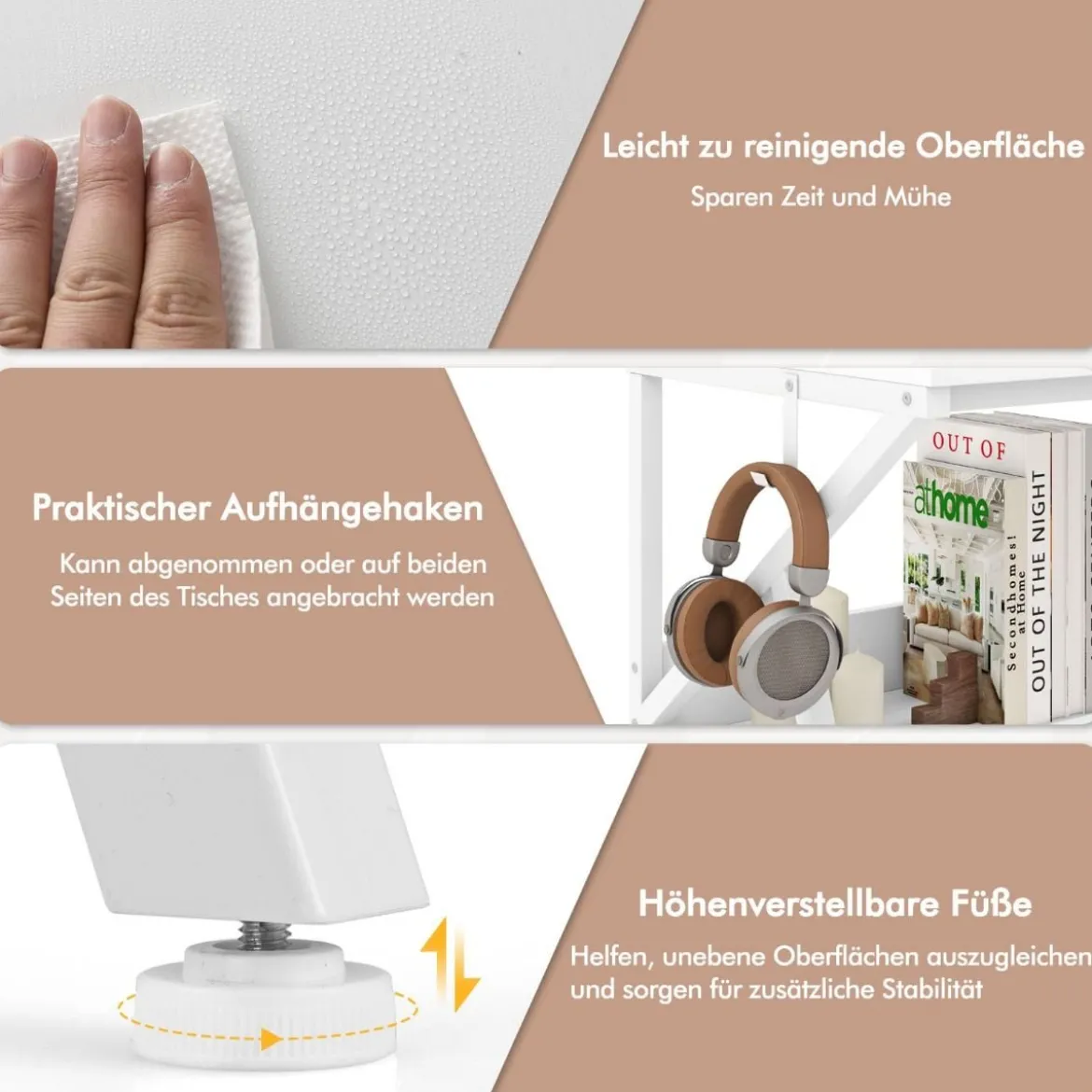 Schreibtisch mit Monitorständer 100 x 50 cm Kleiner Computertisch PC-Tisch mit Regal Weiß